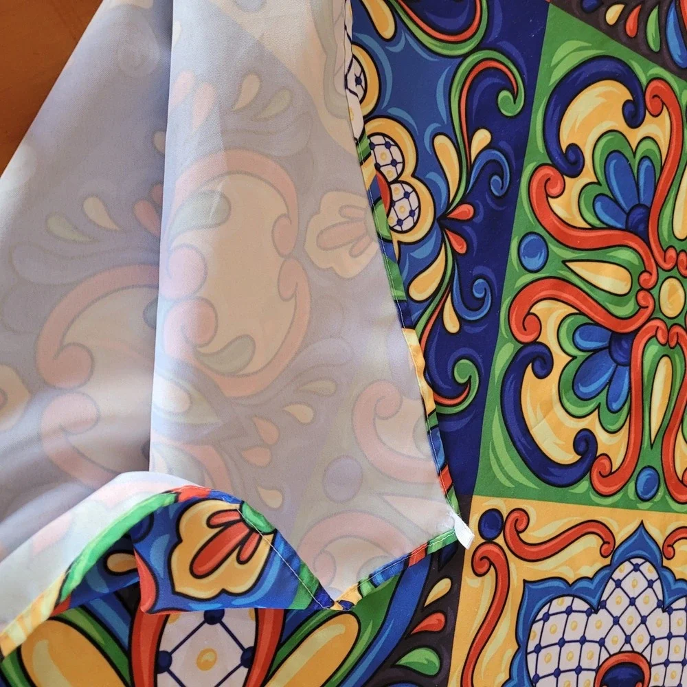 Fiesta Tablecloth 60x88 Indoor Outdoor Polyester Some small holes hard to tell